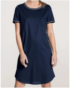 Chemise De Nuit Calida Sweet Dreams 100% Coton Interlock (Peacoat Blue)
