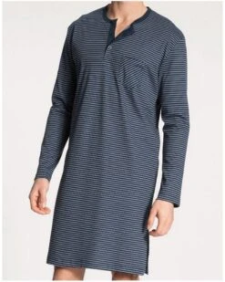 Chemise De Nuit Manches Longues Calida Relax 100% Coton Interlock (Dark Sapphire)