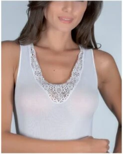 Débardeur Moretta En Fil D'Ecosse Et Dentelle