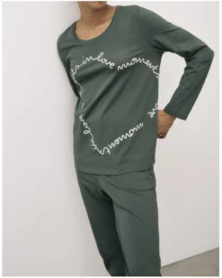 Ensemble De Pyjama 100% Coton Bio Nuit Triumph (Smoky Green) -Sous Vêtement Boutique ensemble de pyjama 100 coton bio nuit triumph smoky green 1