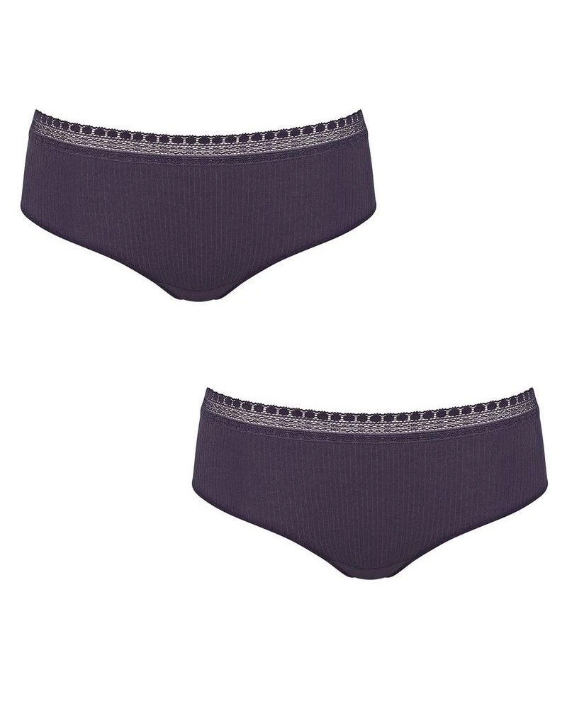 Hipsters (Lot De 2) Coton Bio Sloggi GO Ribbed (Blueberry) 3 Hipsters (Lot De 2) Coton Bio Sloggi GO Ribbed (Blueberry)