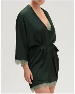 Simone Perele Kimono Simone Pérèle Satin Secrets (Vert Kolsaï) -Sous Vêtement Boutique kimono simone perele satin secrets vert kolsai 4