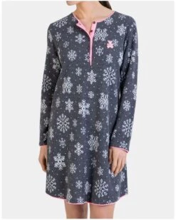 Liquette Boutonnée Manches Longues Massana Flocon De Neige Anthracite -Sous Vêtement Boutique liquette boutonnee manches longues massana flocon de neige anthracite 2