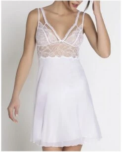 Nuisette Charme Lise Charmel Féérie Couture (Blanc) -Sous Vêtement Boutique nuisette charme lise charmel feerie couture blanc 2
