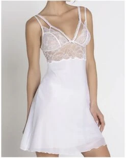 Nuisette Charme Lise Charmel Féérie Couture (Blanc) -Sous Vêtement Boutique nuisette charme lise charmel feerie couture blanc 3