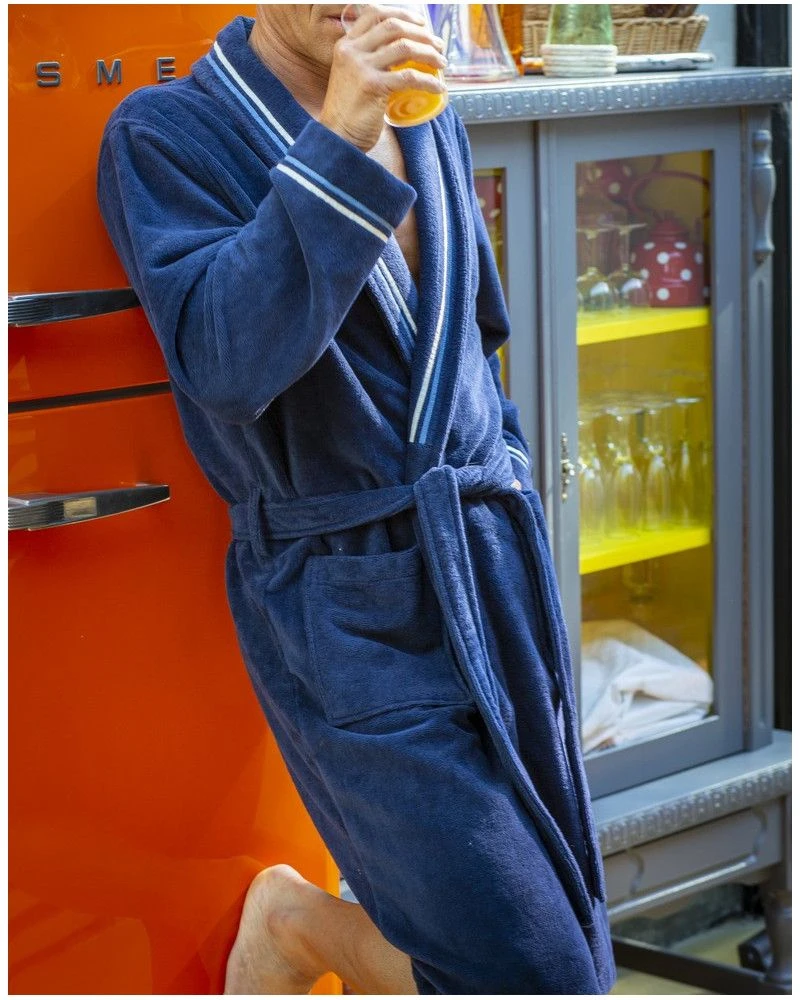 Peignoir éponge HOM Transat 100% Coton (Navy) 4 Peignoir éponge HOM Transat 100% Coton (Navy) – Image 2