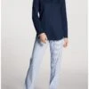 Pyjama Long Boutonné Calida Sweet Dreams 100% Coton Interlock (Peacoat Blue) -Sous Vêtement Boutique pyjama long boutonne calida sweet dreams 100 coton interlock peacoat blue