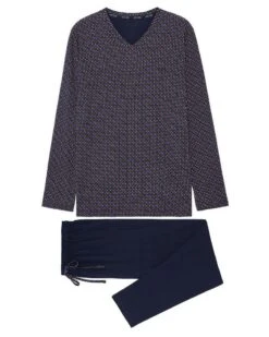 Pyjama Long HOM Hal 100% Coton (Bleu Imprimé) -Sous Vêtement Boutique pyjama long hom hal 100 coton bleu imprime 3