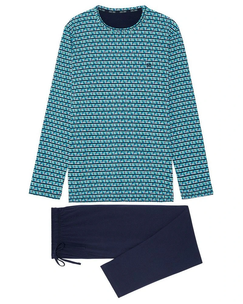 Pyjama Long HOM Stan 100% Coton (Imprimé Bleu) 6 Pyjama Long HOM Stan 100% Coton (Imprimé Bleu) – Image 4