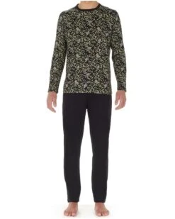 Pyjama Long HOM Ted 100% Coton (Imprimé Noir)