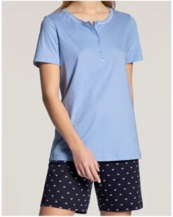 Pyjama Short Calida Night Lovers 100% Coton (Dark Lapis Blue)