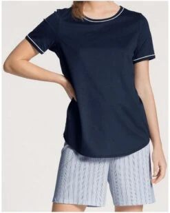 Pyjama Short Calida Sweet Dreams 100% Coton Interlock (Peacoat Blue)