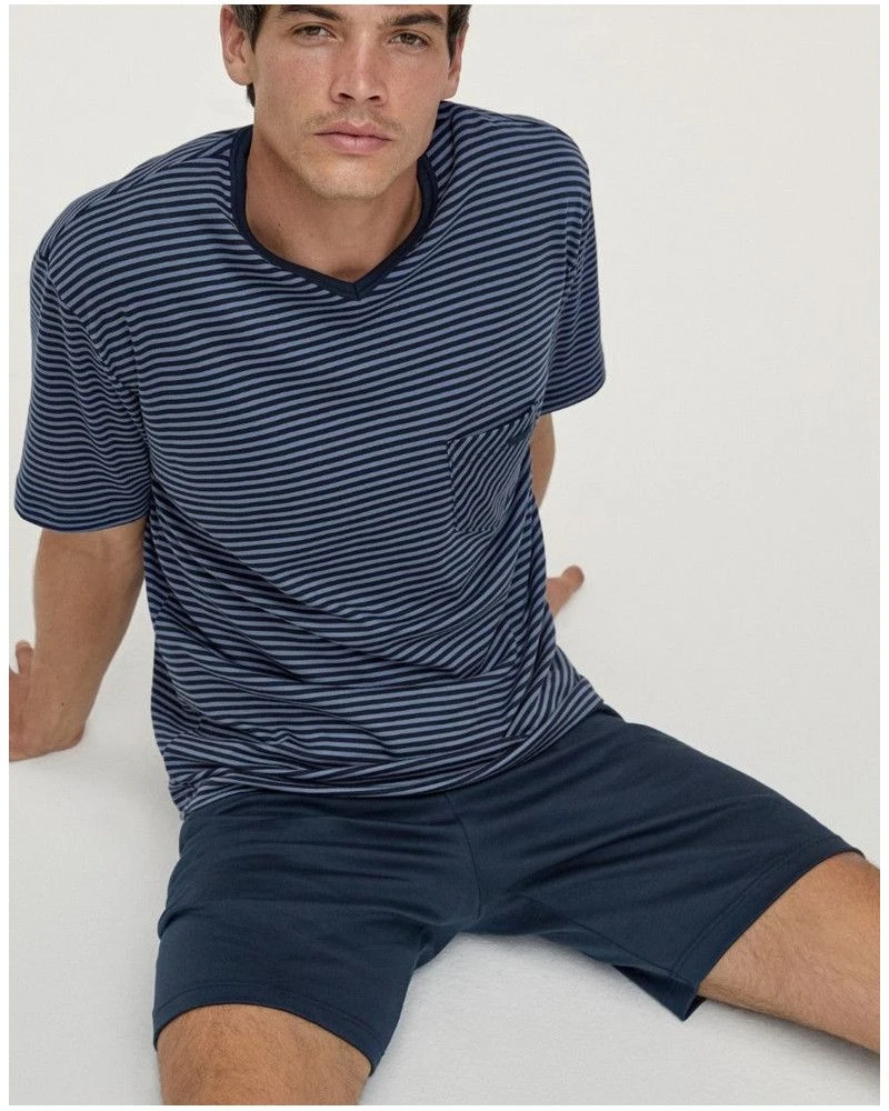 Pyjama Short Manches Courtes Calida Relax 100% Coton Interlock (Dark Sapphire) 5 Pyjama Short Manches Courtes Calida Relax 100% Coton Interlock (Dark Sapphire) – Image 3