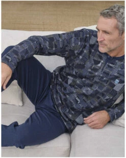 Pyjamas Manches Longues Massana Imprimé Bleu Marine