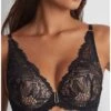 Soutien-gorge Plunge Foulard Aubade Flowermania (Noir)