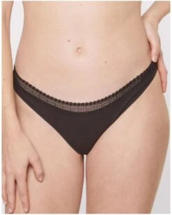 Tangas (Lot De 2) Coton Bio Sloggi GO Ribbed (Noir) -Sous Vêtement Boutique tangas lot de 2 coton bio sloggi go ribbed noir 1