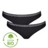 Tangas (Lot De 2) Coton Bio Sloggi GO Ribbed (Noir) -Sous Vêtement Boutique tangas lot de 2 coton bio sloggi go ribbed noir