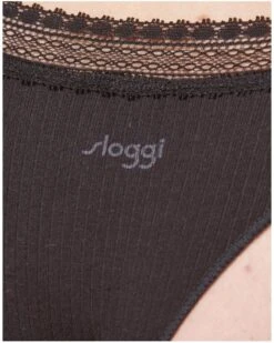 Tangas (Lot De 2) Coton Bio Sloggi GO Ribbed (Noir) -Sous Vêtement Boutique tangas lot de 2 coton bio sloggi go ribbed noir 3