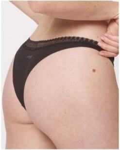 Tangas (Lot De 2) Coton Bio Sloggi GO Ribbed (Noir) -Sous Vêtement Boutique tangas lot de 2 coton bio sloggi go ribbed noir 4