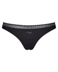 Tangas (Lot De 2) Coton Bio Sloggi GO Ribbed (Noir) -Sous Vêtement Boutique tangas lot de 2 coton bio sloggi go ribbed noir 6